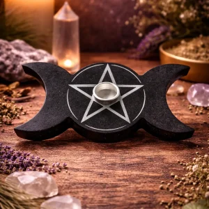 Portavelas Triple Luna con Pentagrama