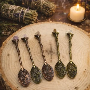 Cucharitas Ritual con Punta de Mineral