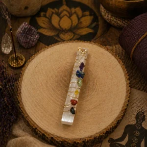 Varita de Selenita 7 Chakras – Equilibrio Energético