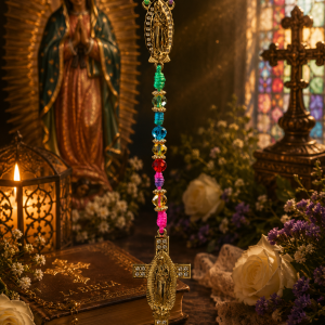 Rosario Artesanal Multicolor Virgen de Guadalupe